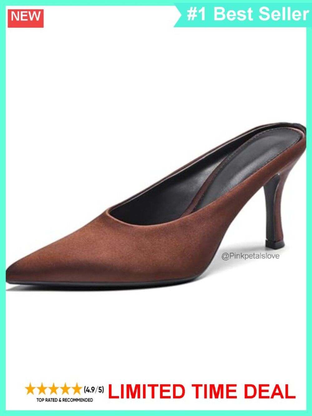 Women's Satin Pointed Toe Stiletto Mules Slip On Kitten Heel Slingback Pumps